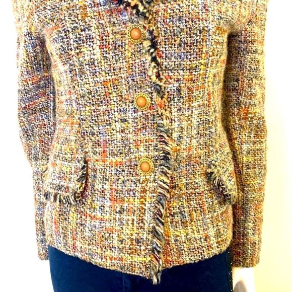 Tweed Colorful Blazer SZ 4-6 Made in France French size 38 - Picture 4 of 9